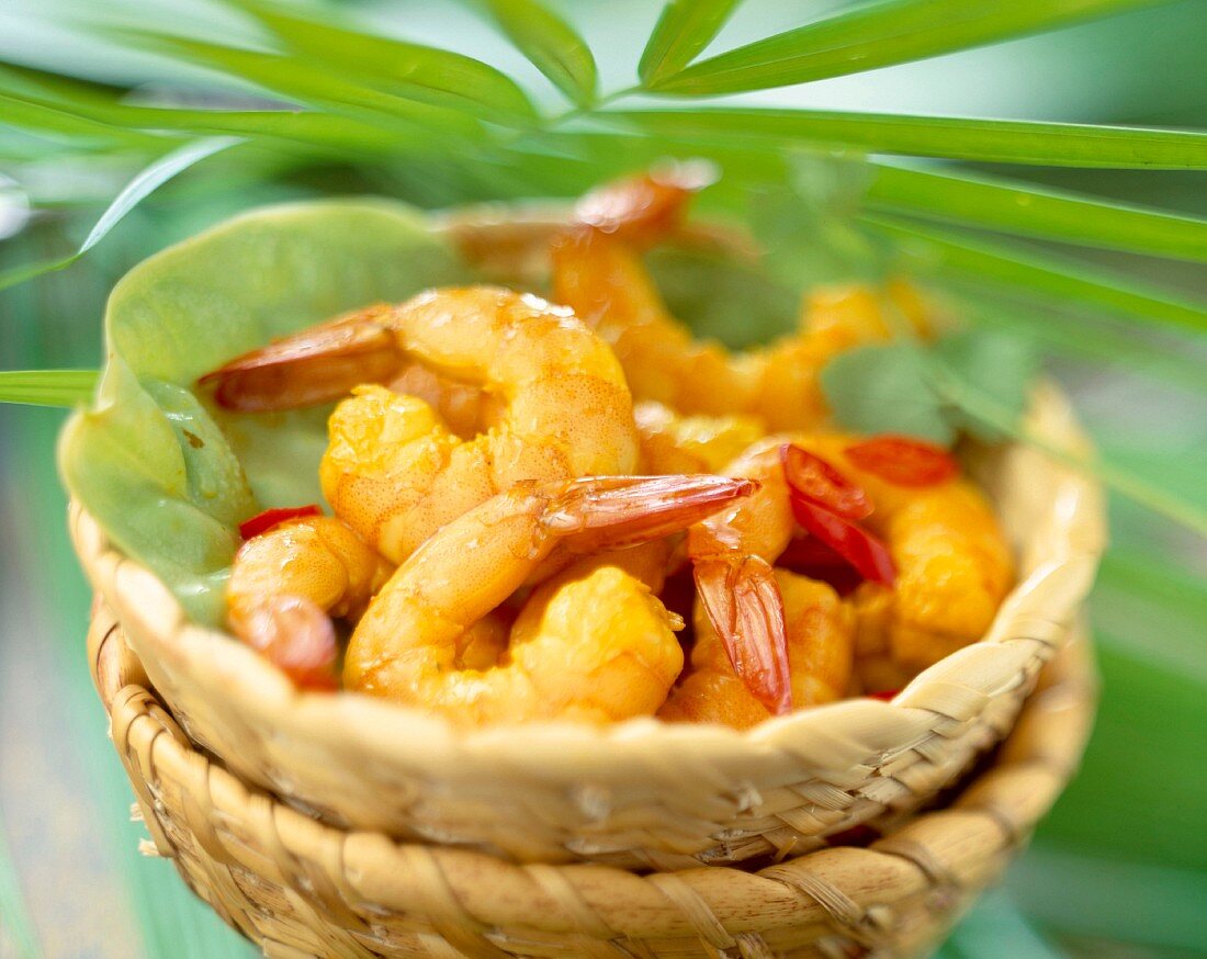 Sautéed curried prawns