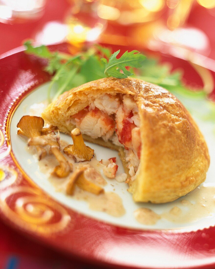 Crab and chanterelles in puff pastry