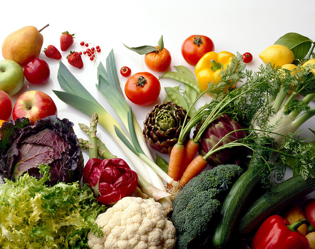 Selection of fresh fruit and vegetables