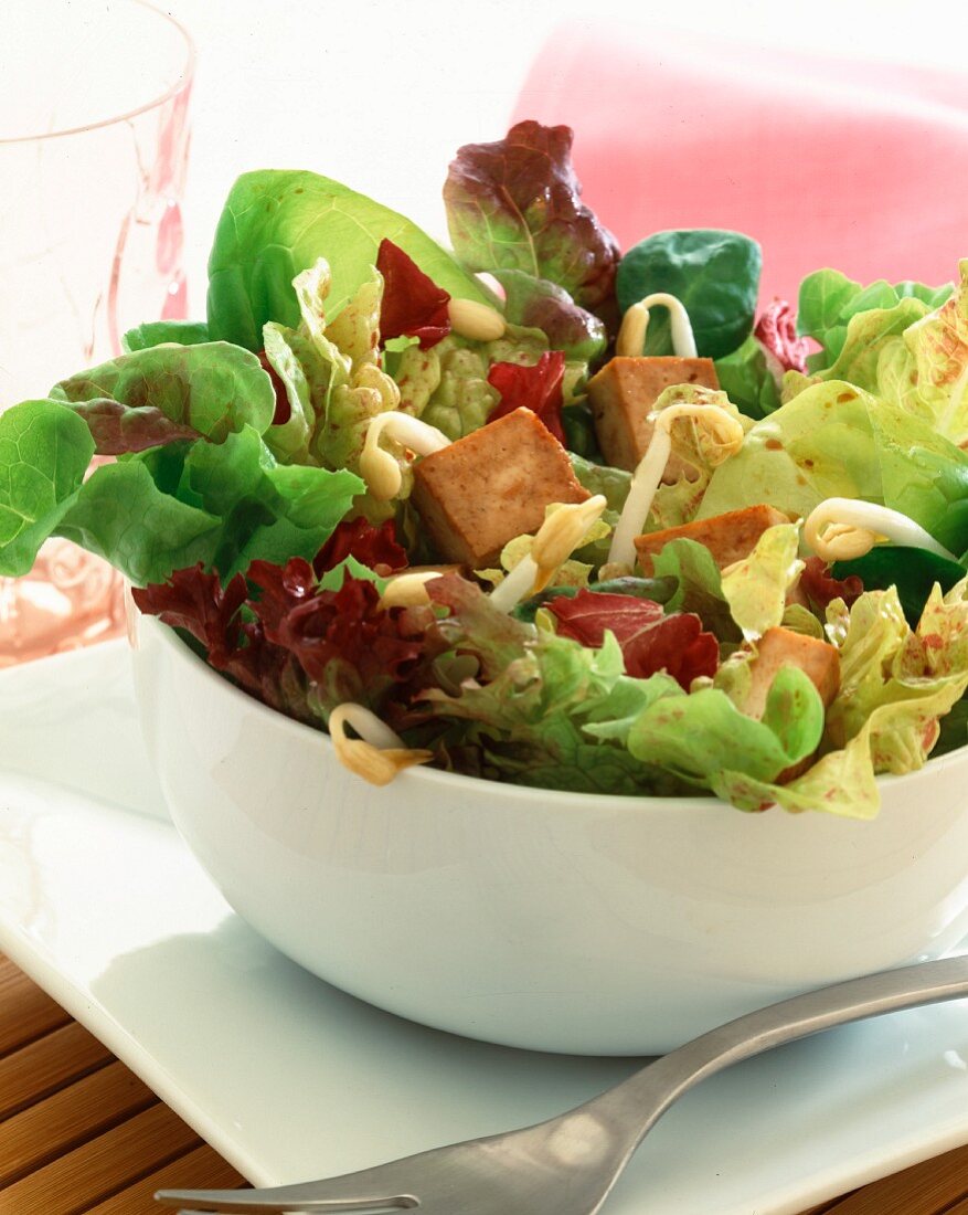 Soy-marinated tofu salad