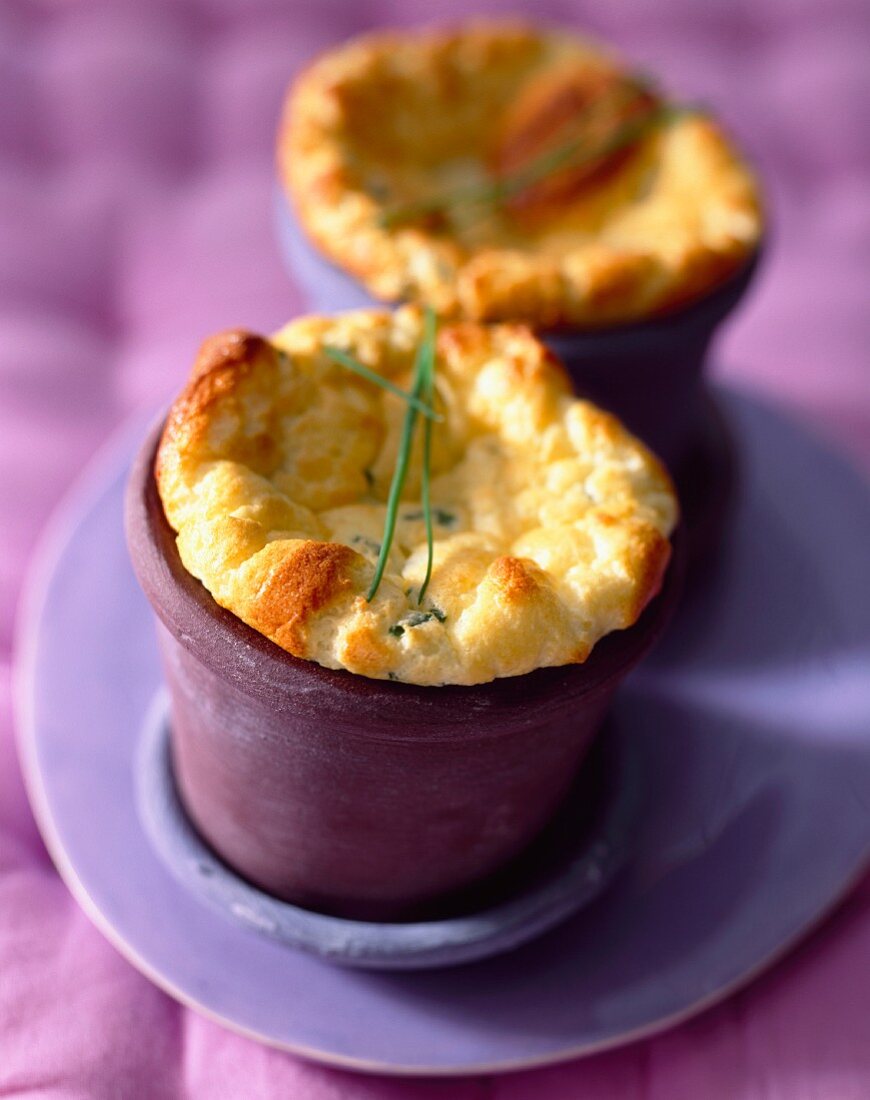 Chive and goat's cheese soufflés