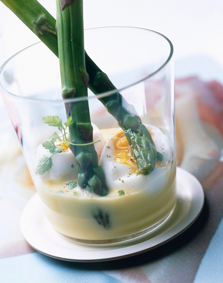 Asparagus in soft boiled egg
