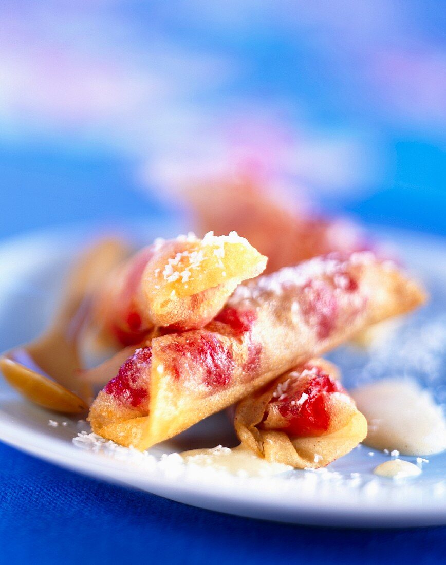 Summer fruit rolls and coconut Sabayon