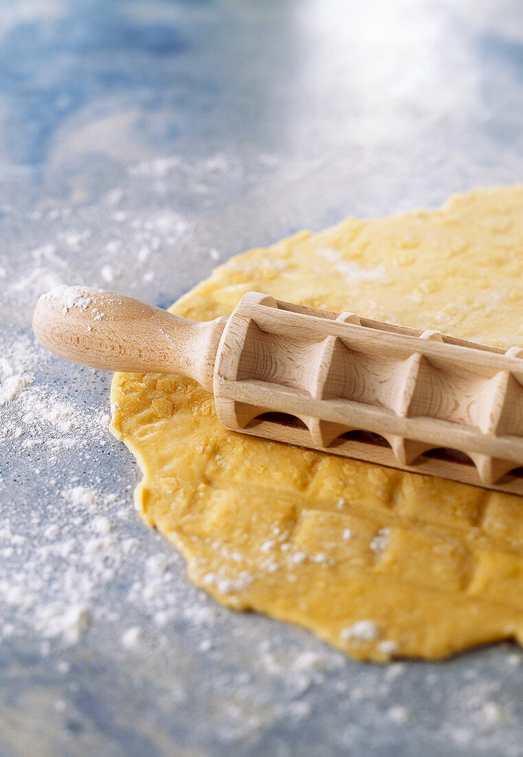 Making fresh pasta with rolling pin
