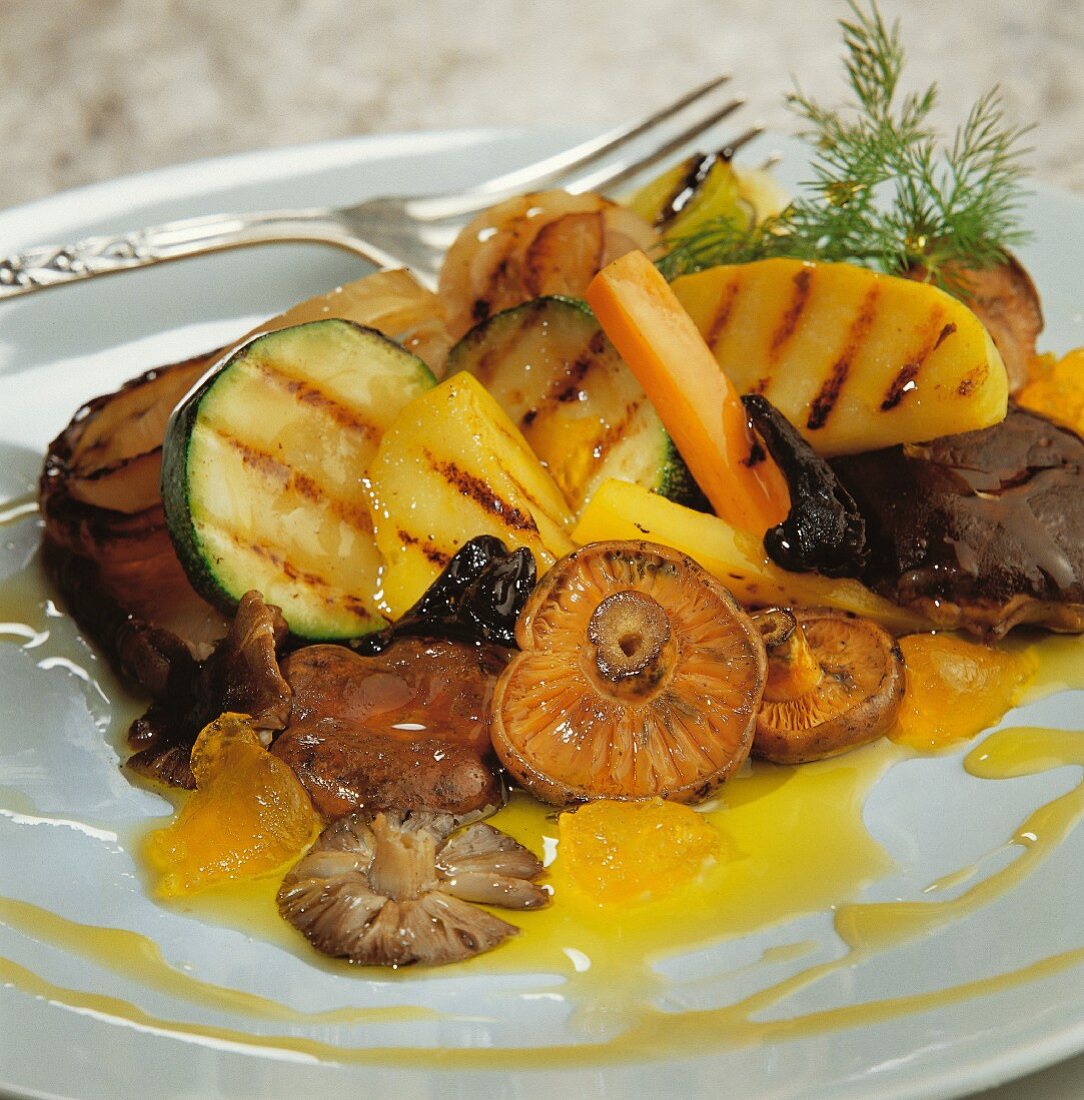 Grilled vegetables and mushrooms