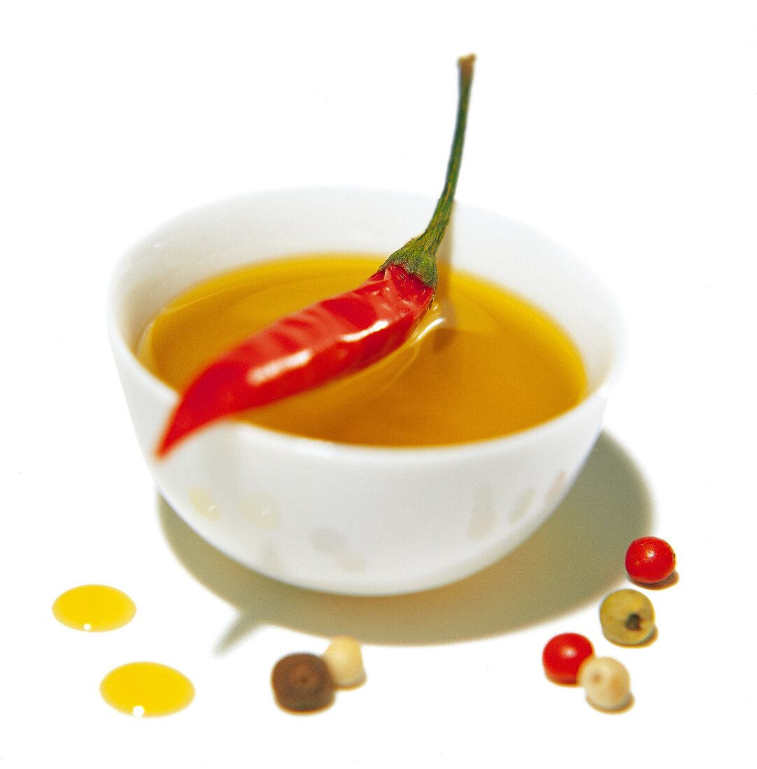 Oil with spices and red Chili pepper