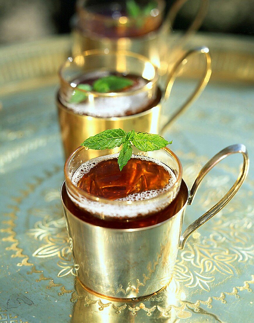 Mint tea in oriental glass