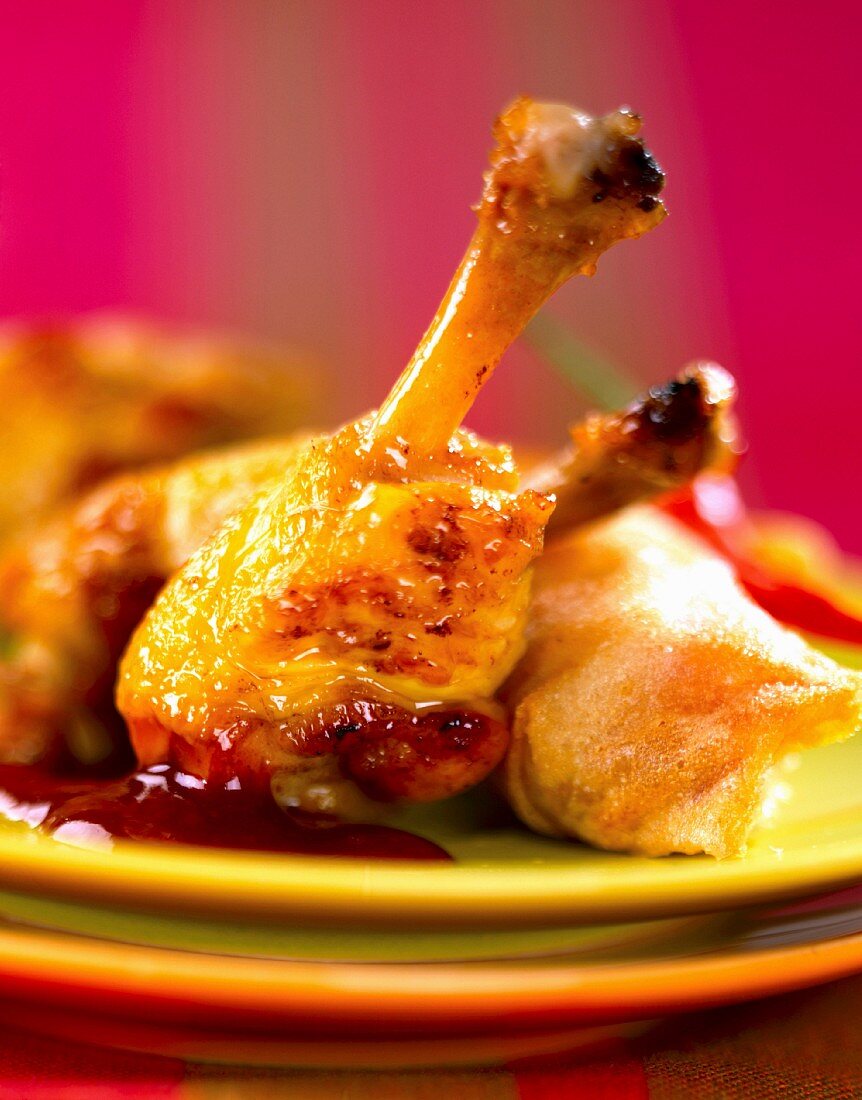 Chicken drumsticks with barbecue sauce