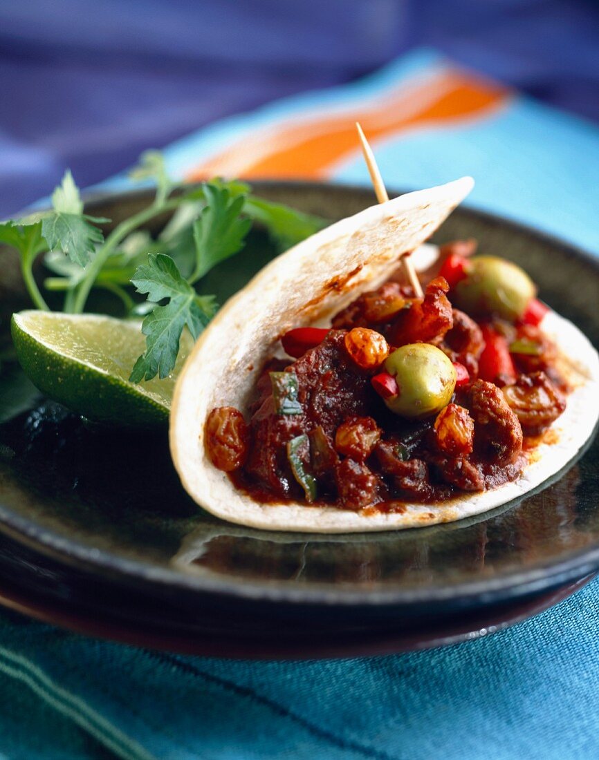 Tortilla-Wrap mit Lamm-Picadillo