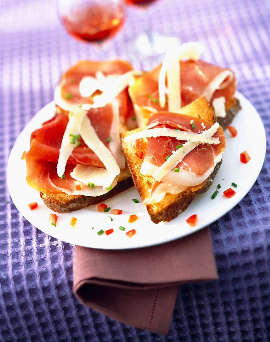 Raw ham on toast