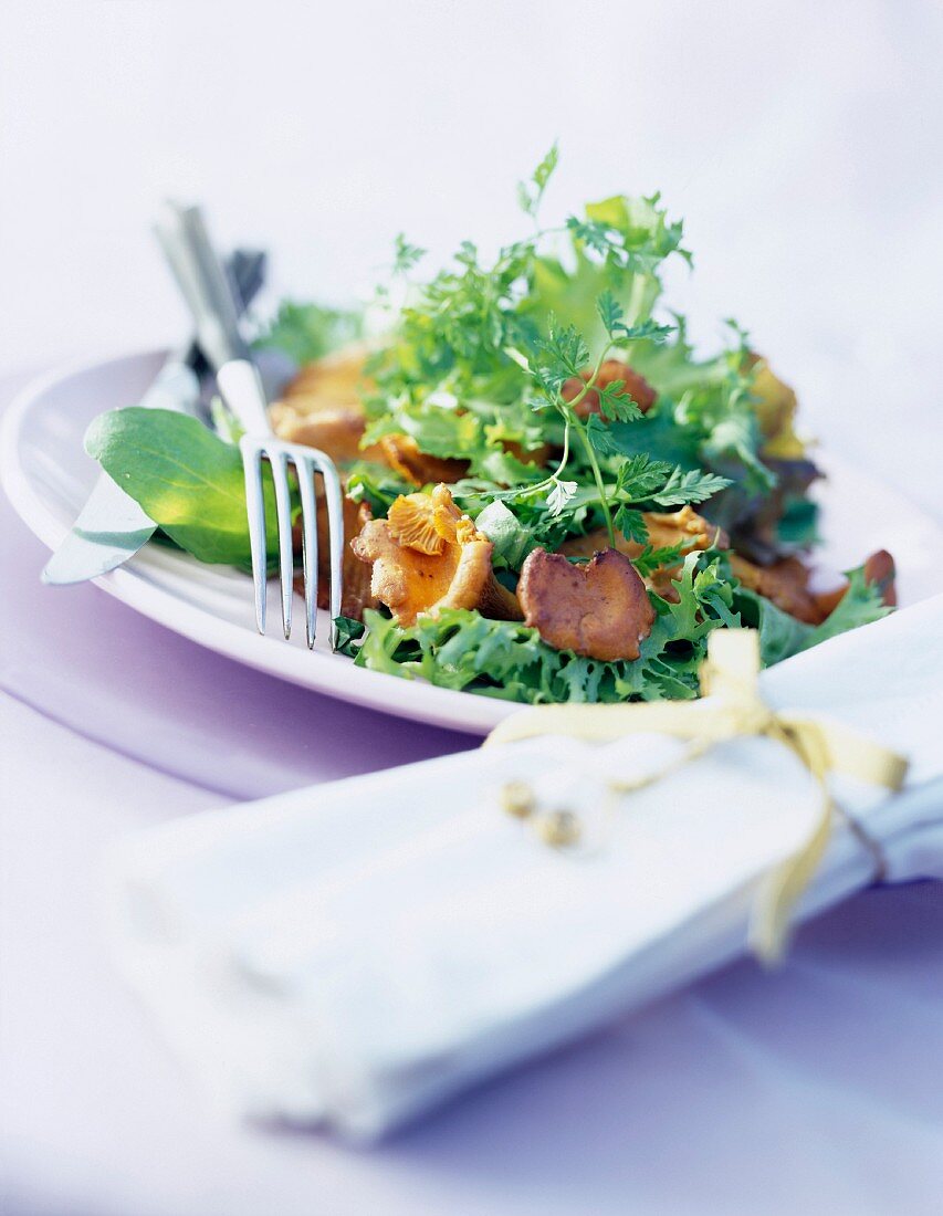 Salat mit Pfifferlingen