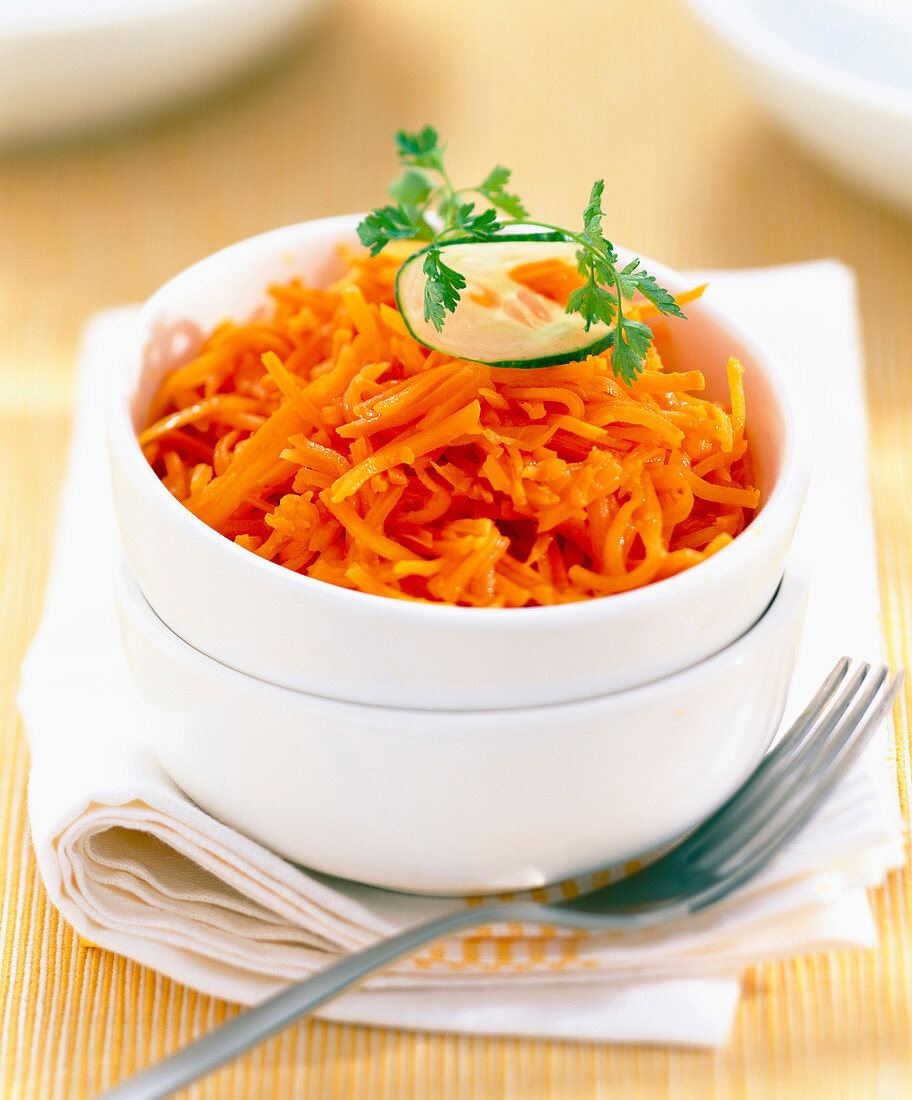 Bowl of grated carrot