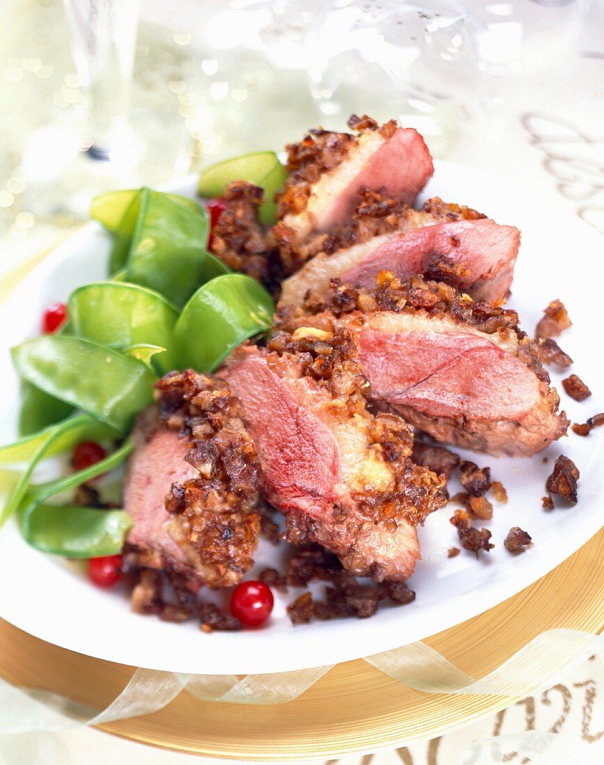 Duck magret with chestnut crust