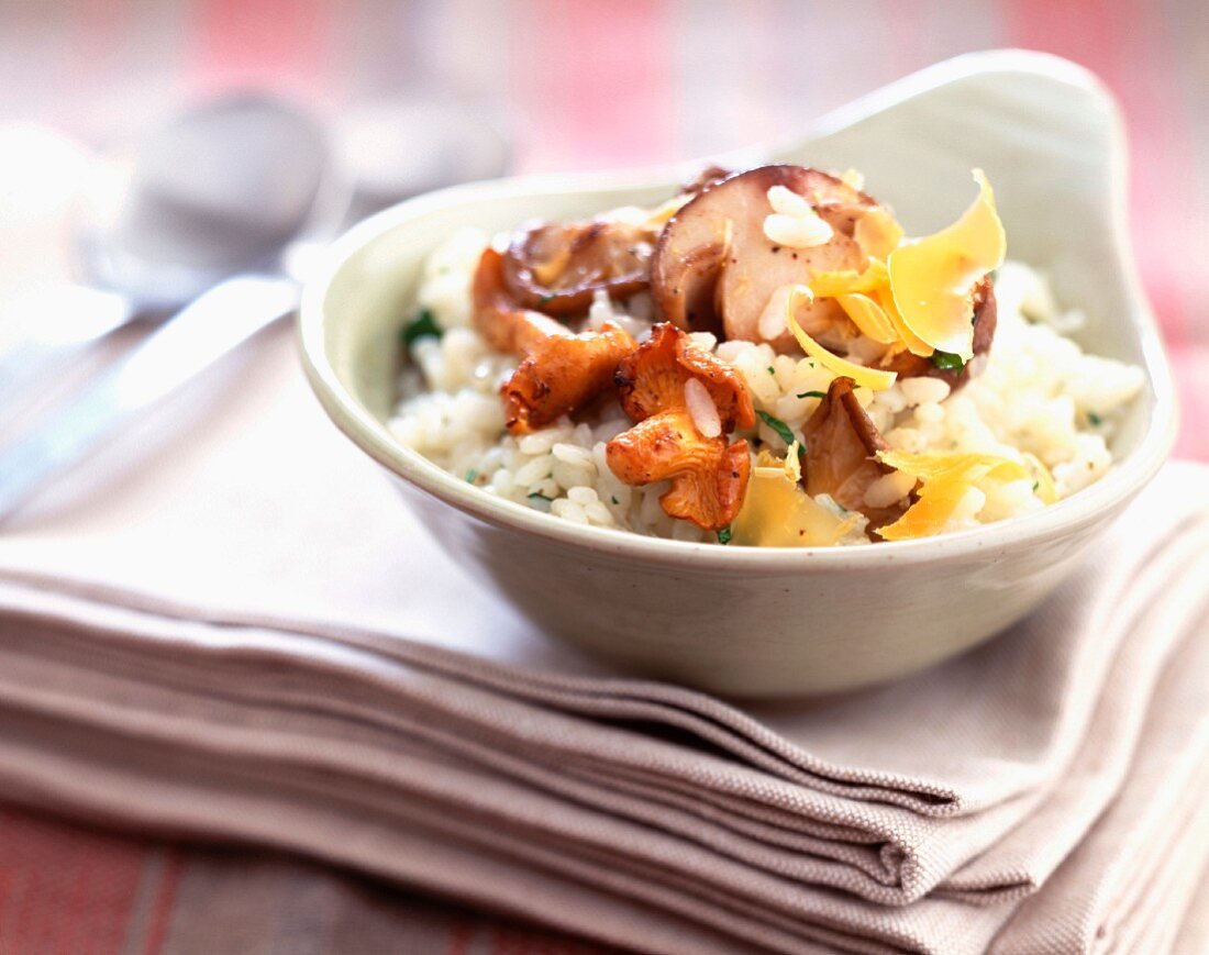 Risotto mit Pilzen und Mimolette-Käse