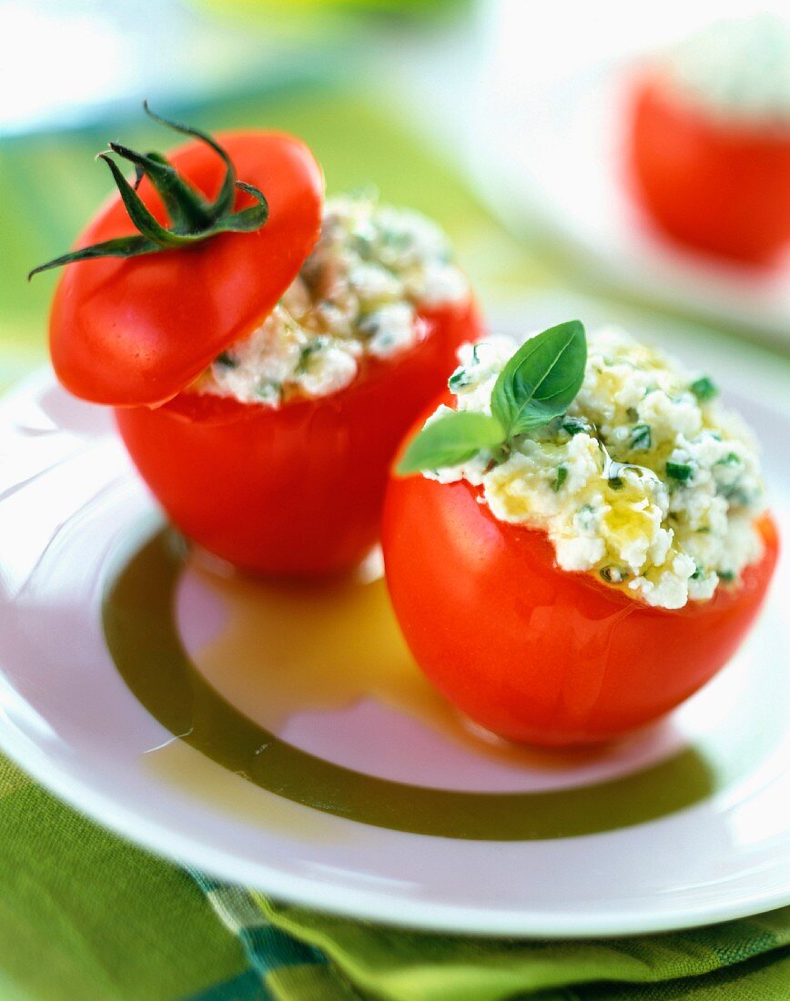 Tomatoes stuffed with Feta and basil