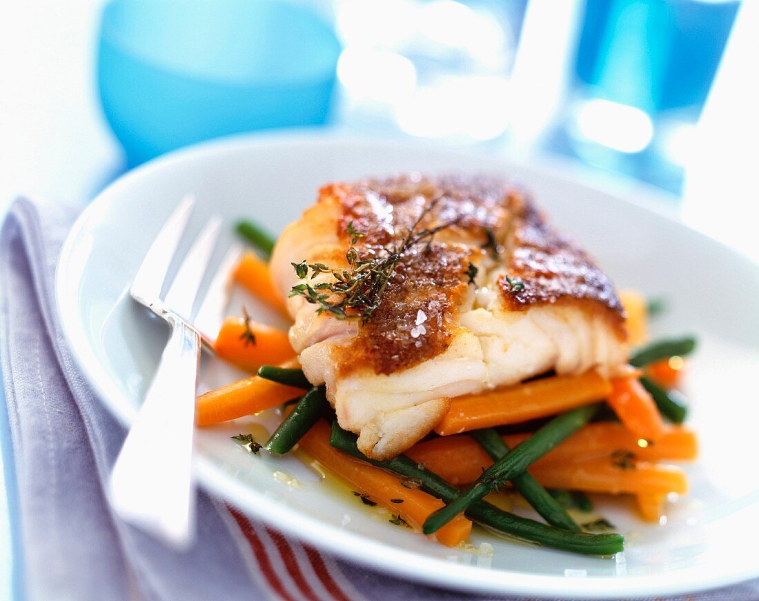 Grilled cod with vegetables