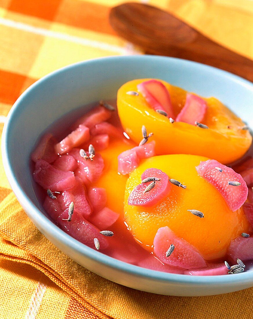 Rhubarb and peach with lavender