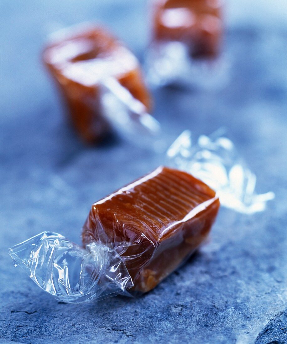 Wrapped caramel candy