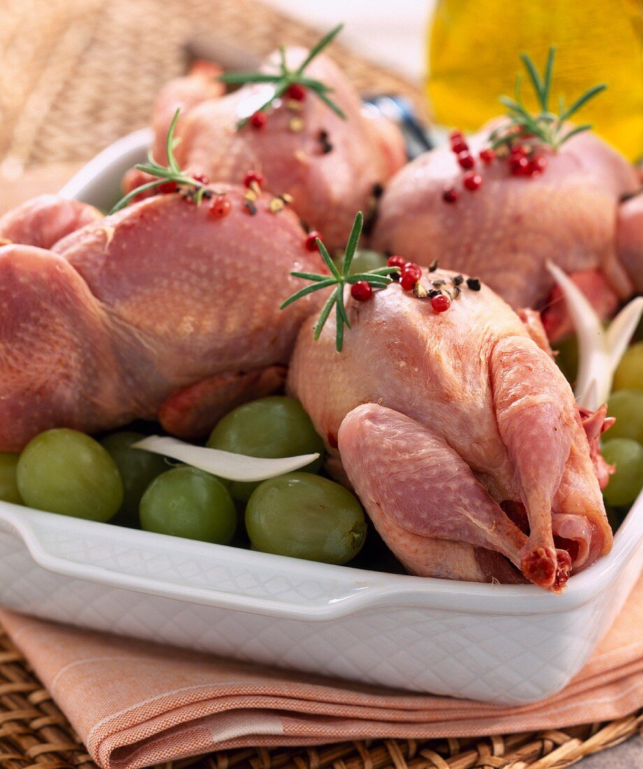 Quail with grapes