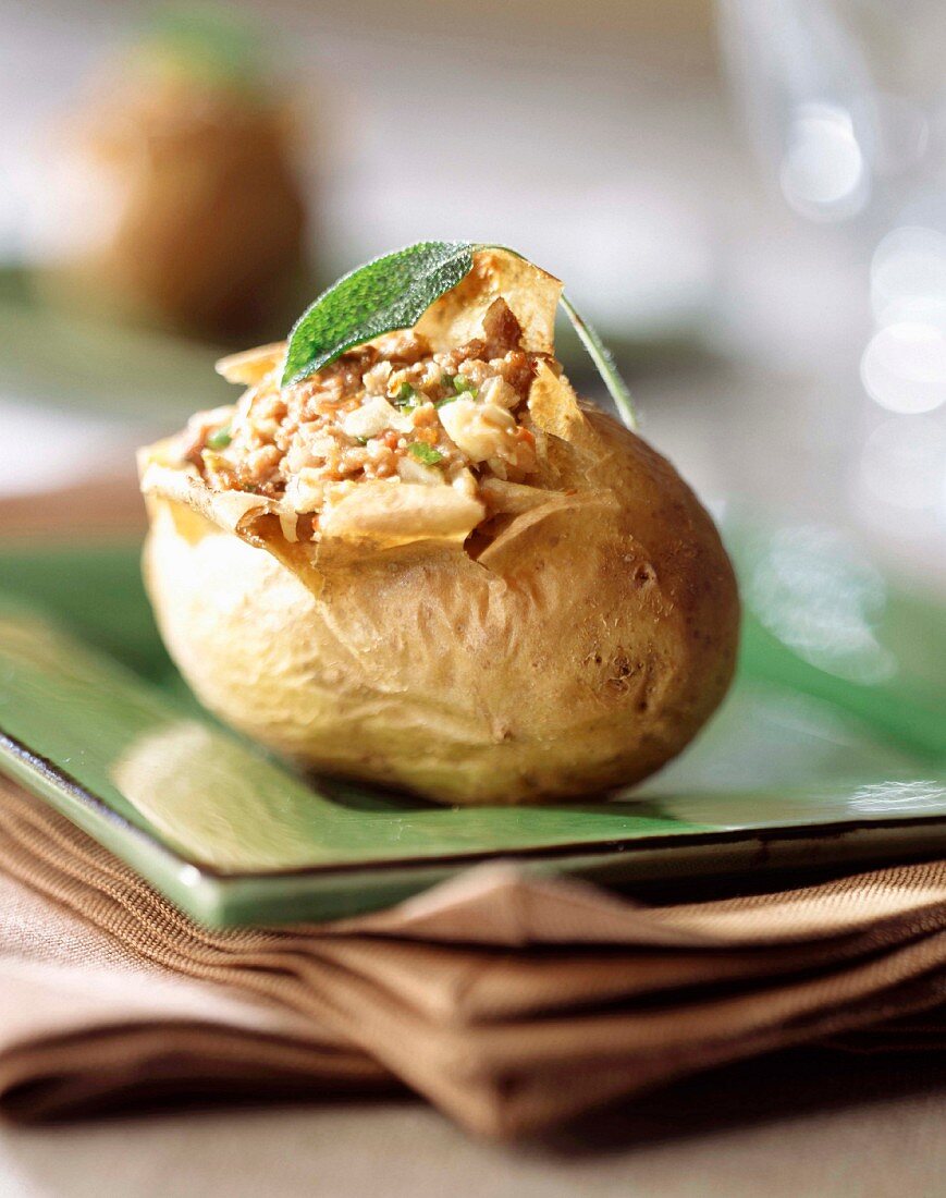 Baked potato stuffed with dried fruit