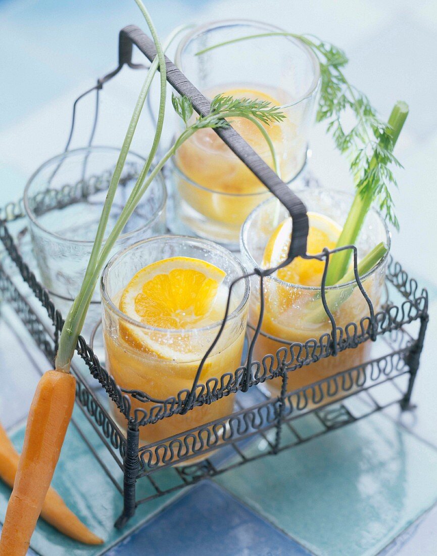 Glasses of vegetable juice