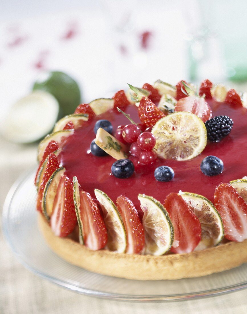 Summer fruit tart with lime