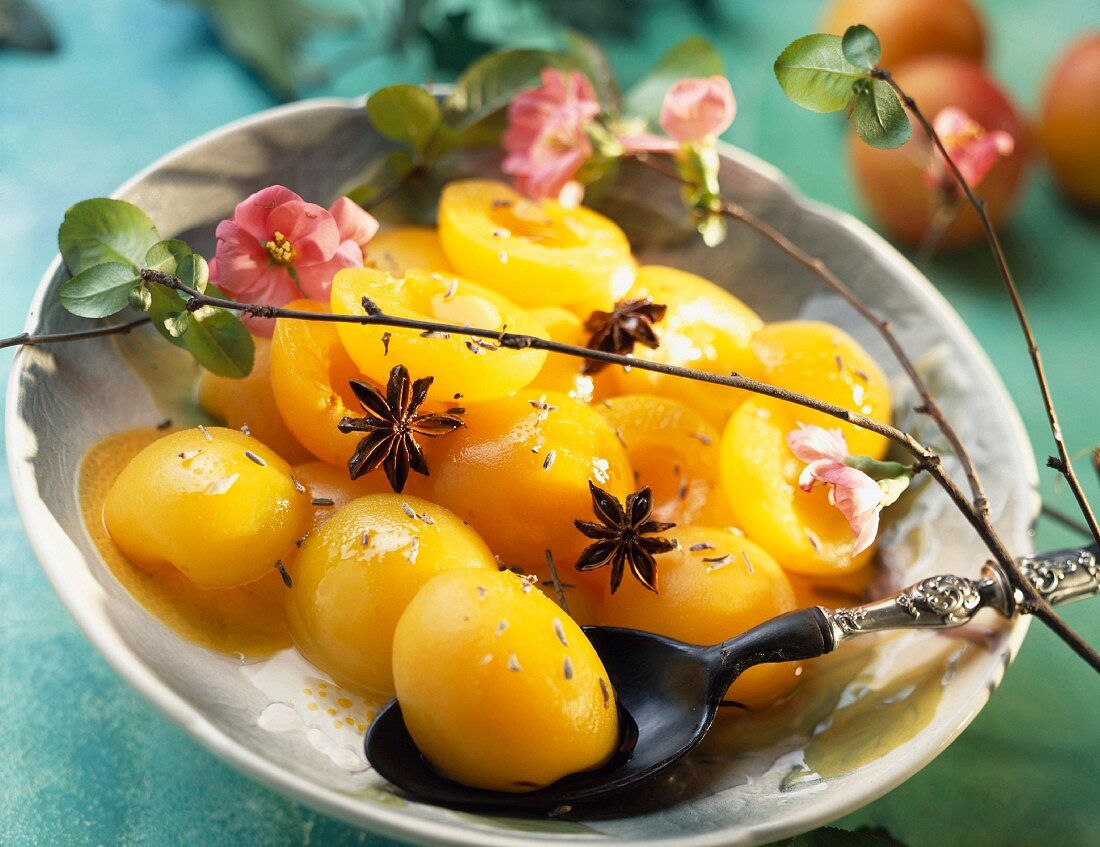 Apricots with star anise syrup