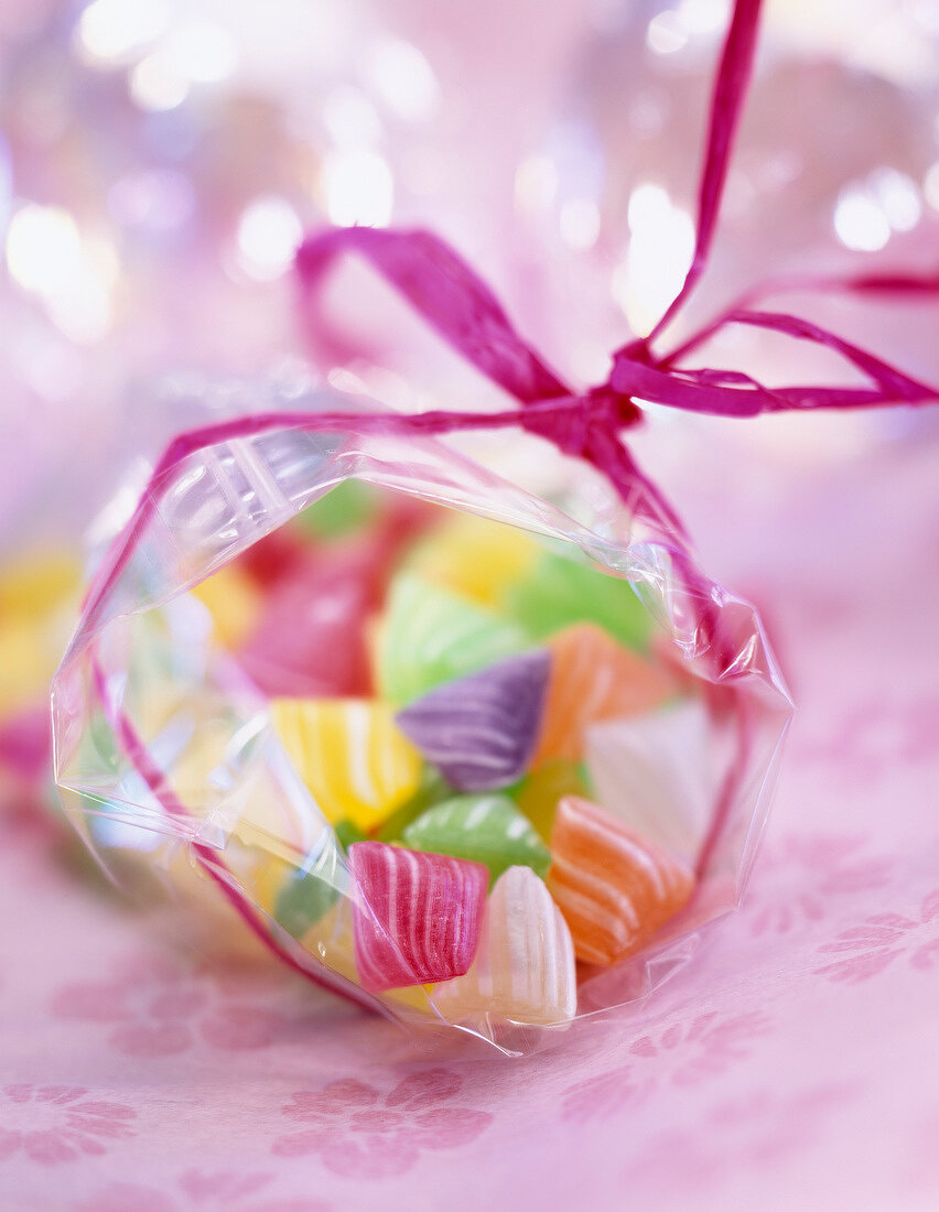 Packet of boiled Berlingot candy with ribbon