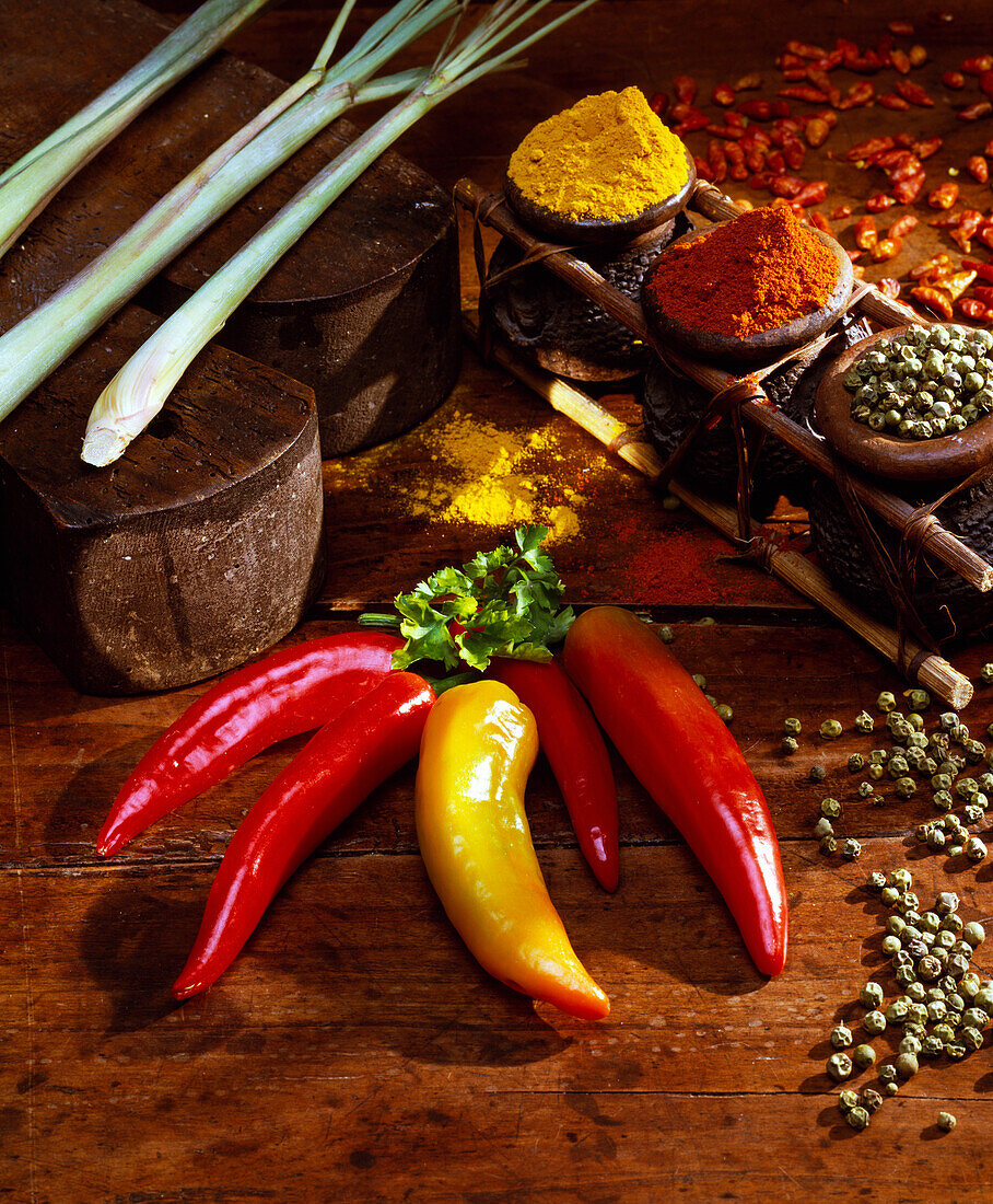 Spices and chili peppers