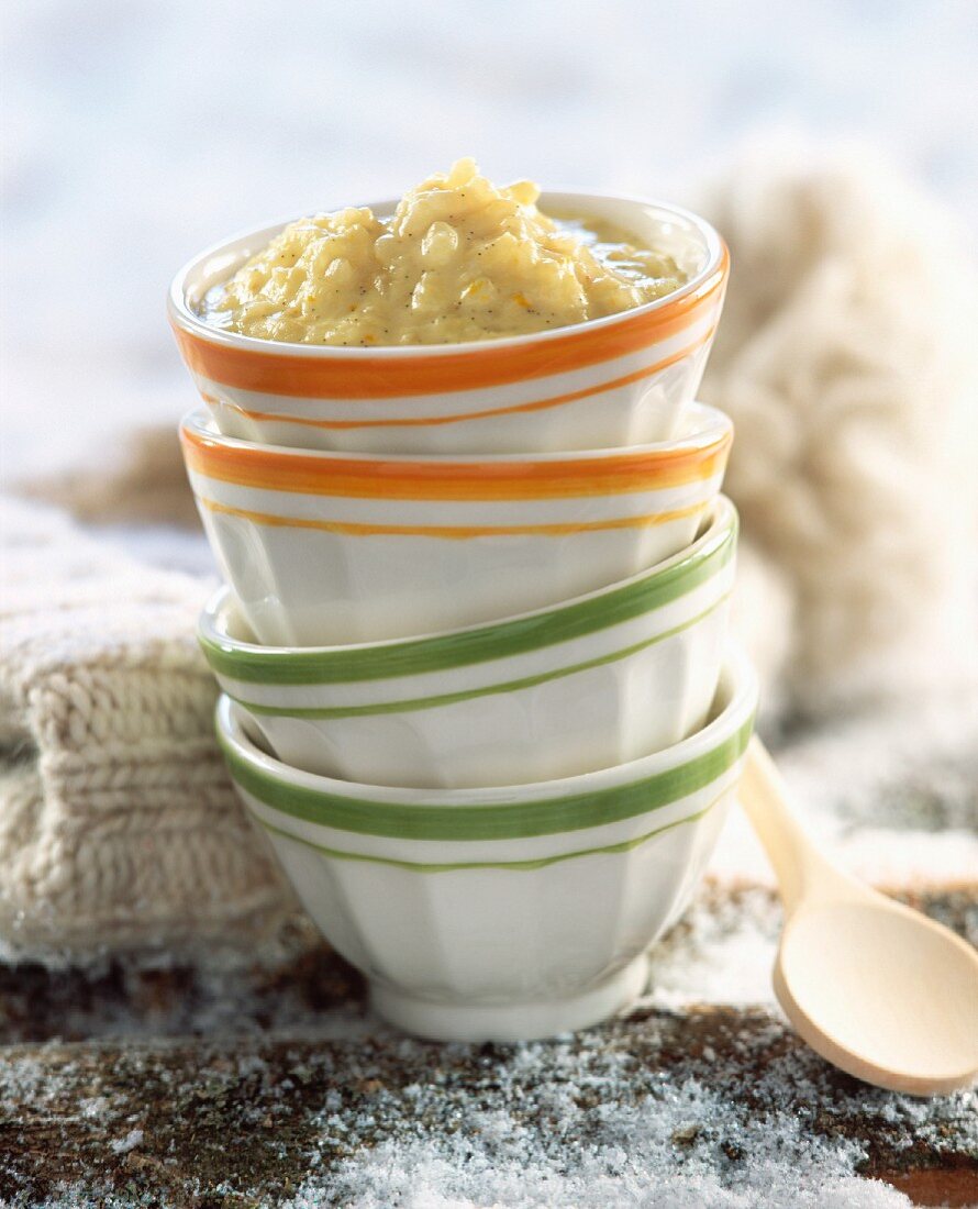 Rice pudding in bowls
