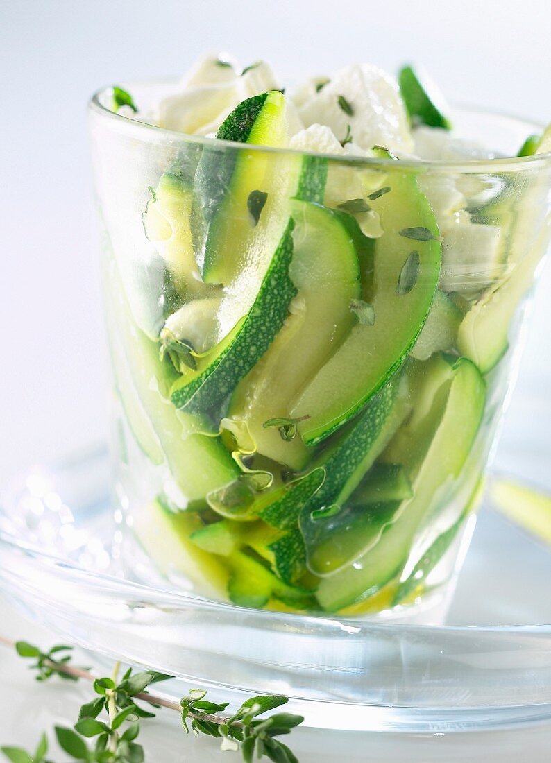 Pickled courgettes with feta cheese
