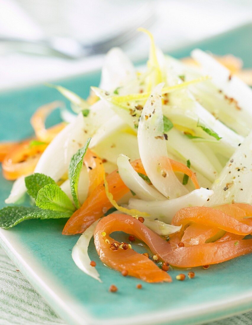 Salmon, fennel and mustard seed salad