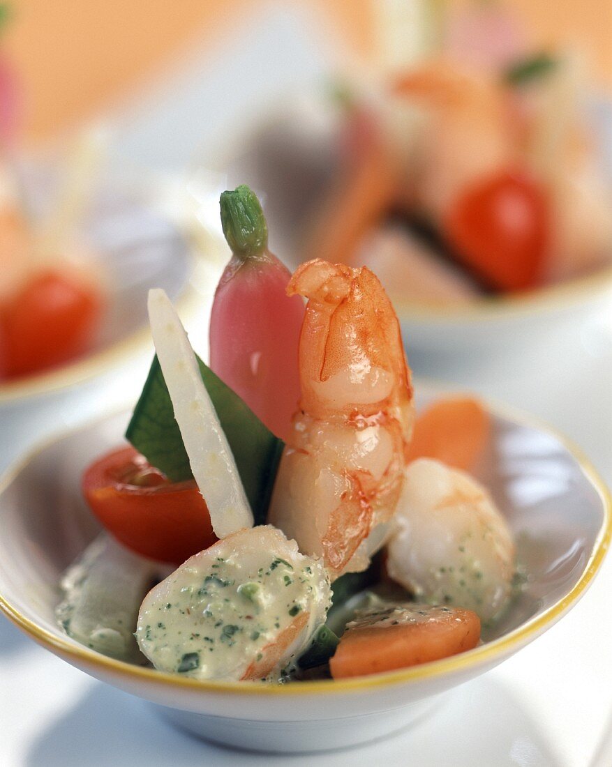 prawns and young vegetables