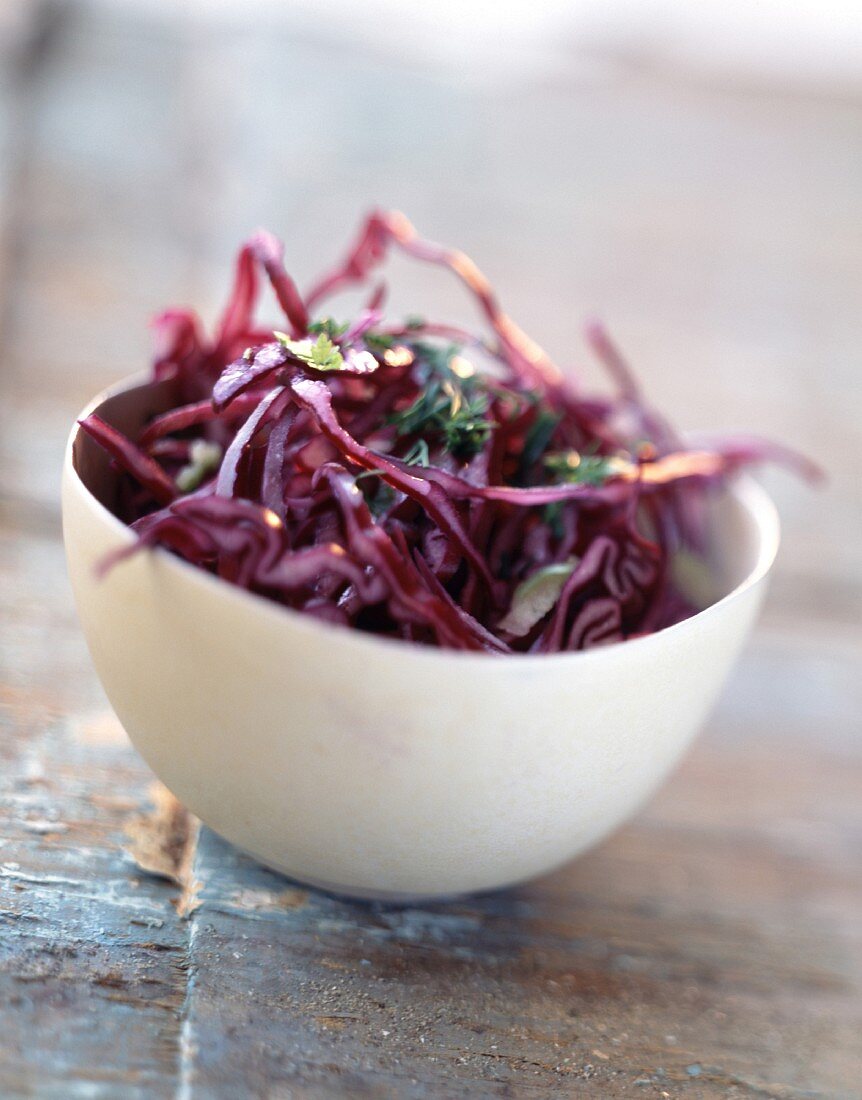 Red cabbage and herb salad