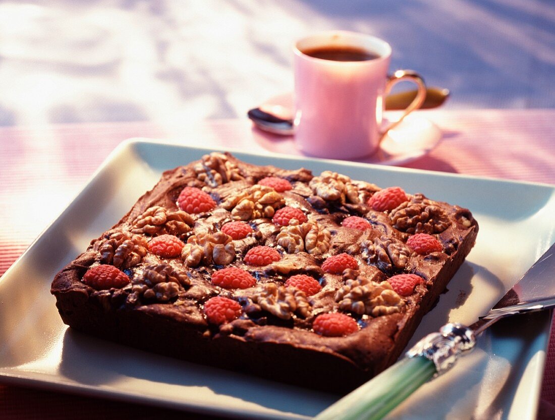 Chocolate and raspberry brownie