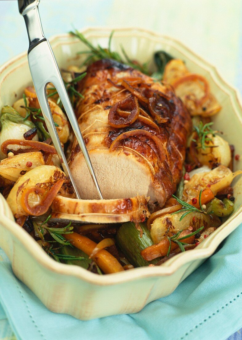 Roast pork with vegetables