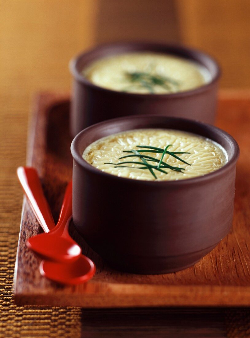 Light creamed potato soup with Chaource cheese