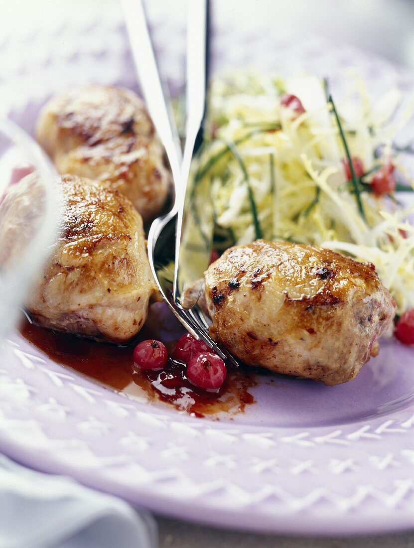 Caramelized quail with redcurrants