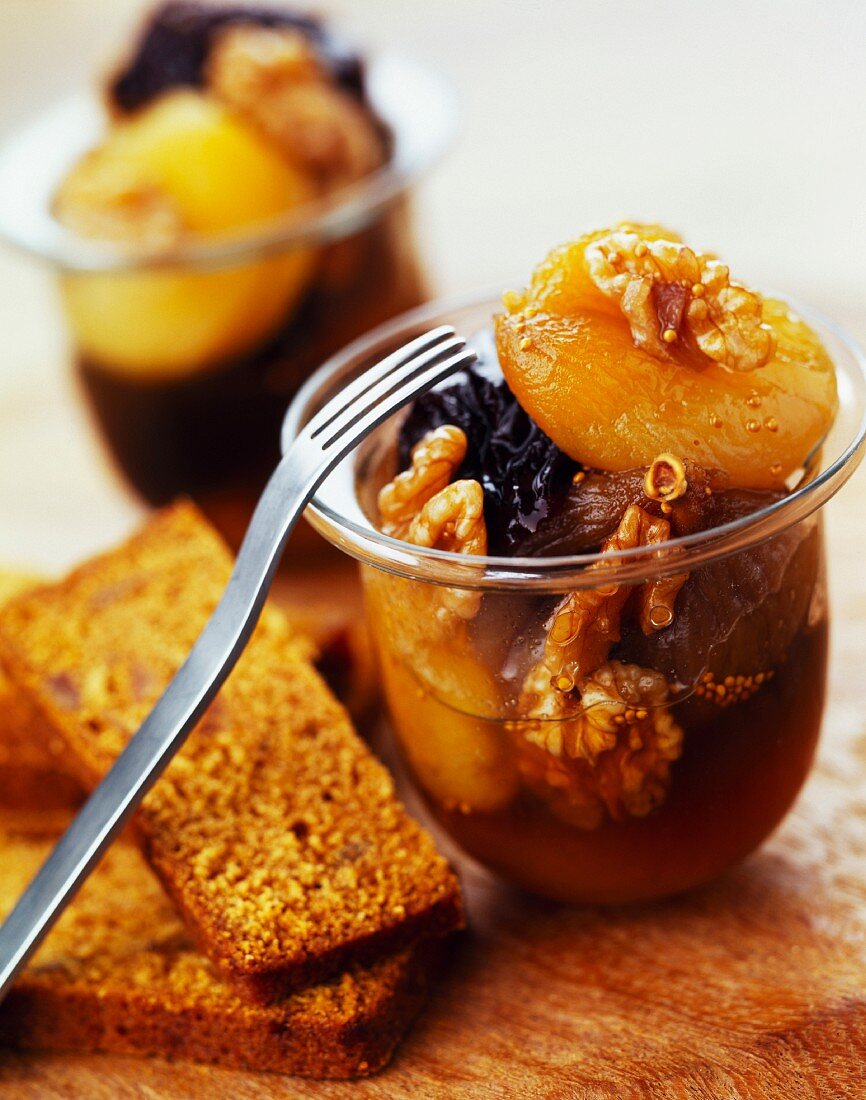 Dried stewed fruit with walnuts