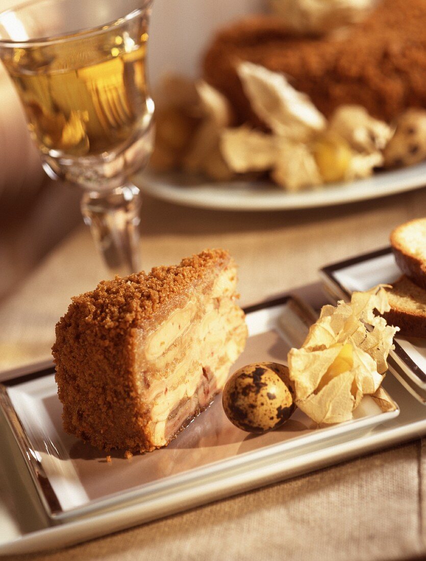 Gingerbread and foie gras cake