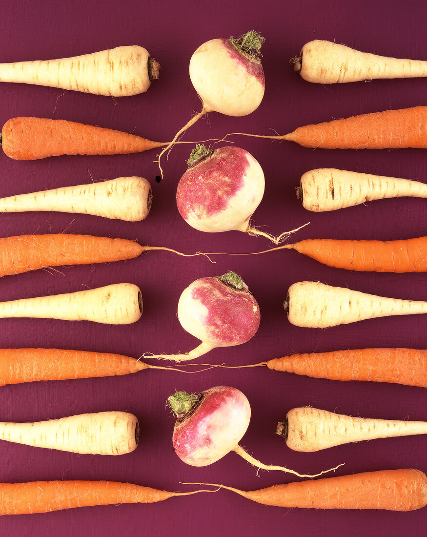 Carrots, parsnips and turnips for soup