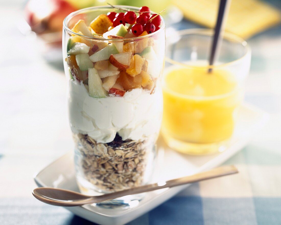 Fromage frais with fruit and muesli