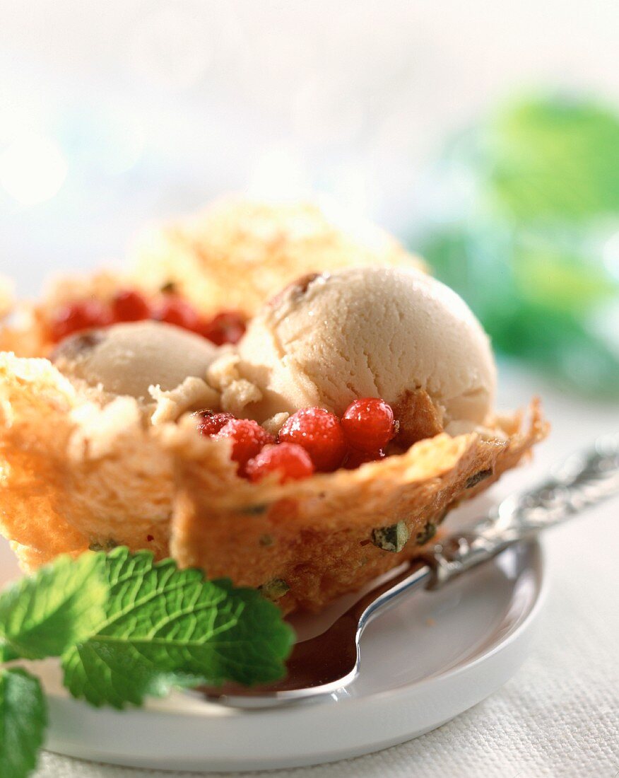 Morello cherries and pistachio biscuits