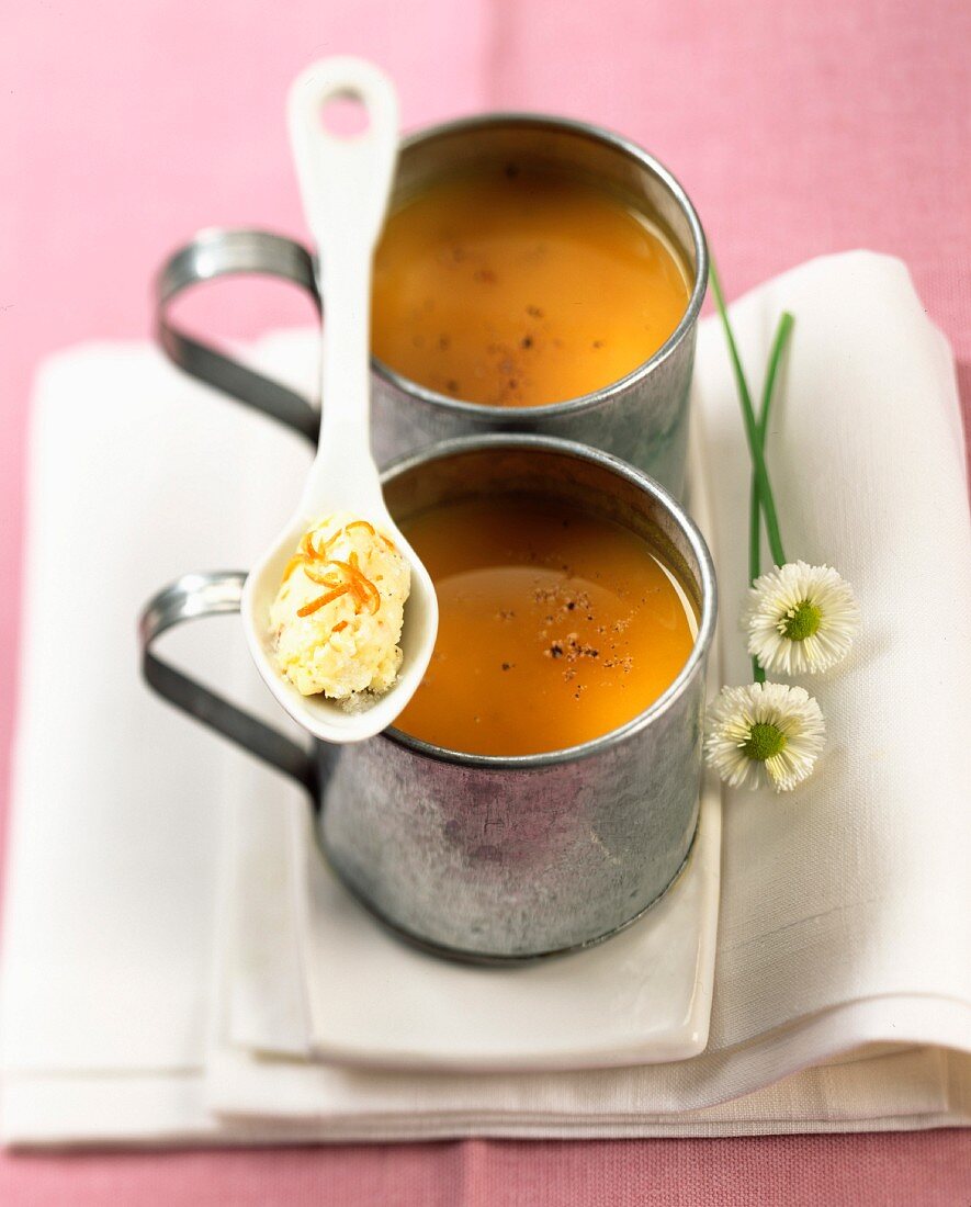 Carrot soup and orange butter