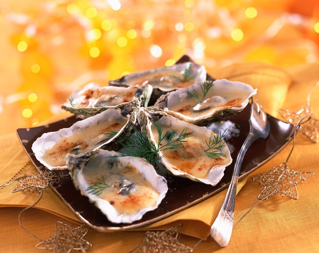 Hot oysters in shells