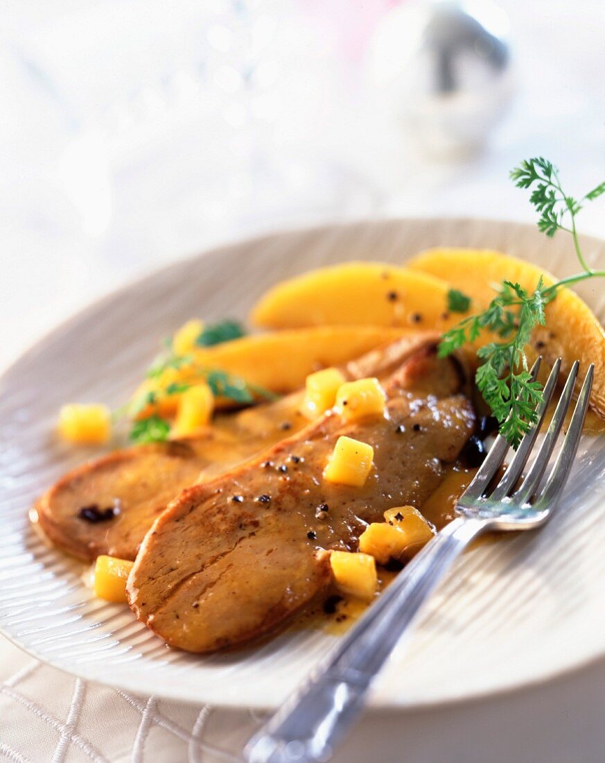 Warme Foie Gras mit Mango