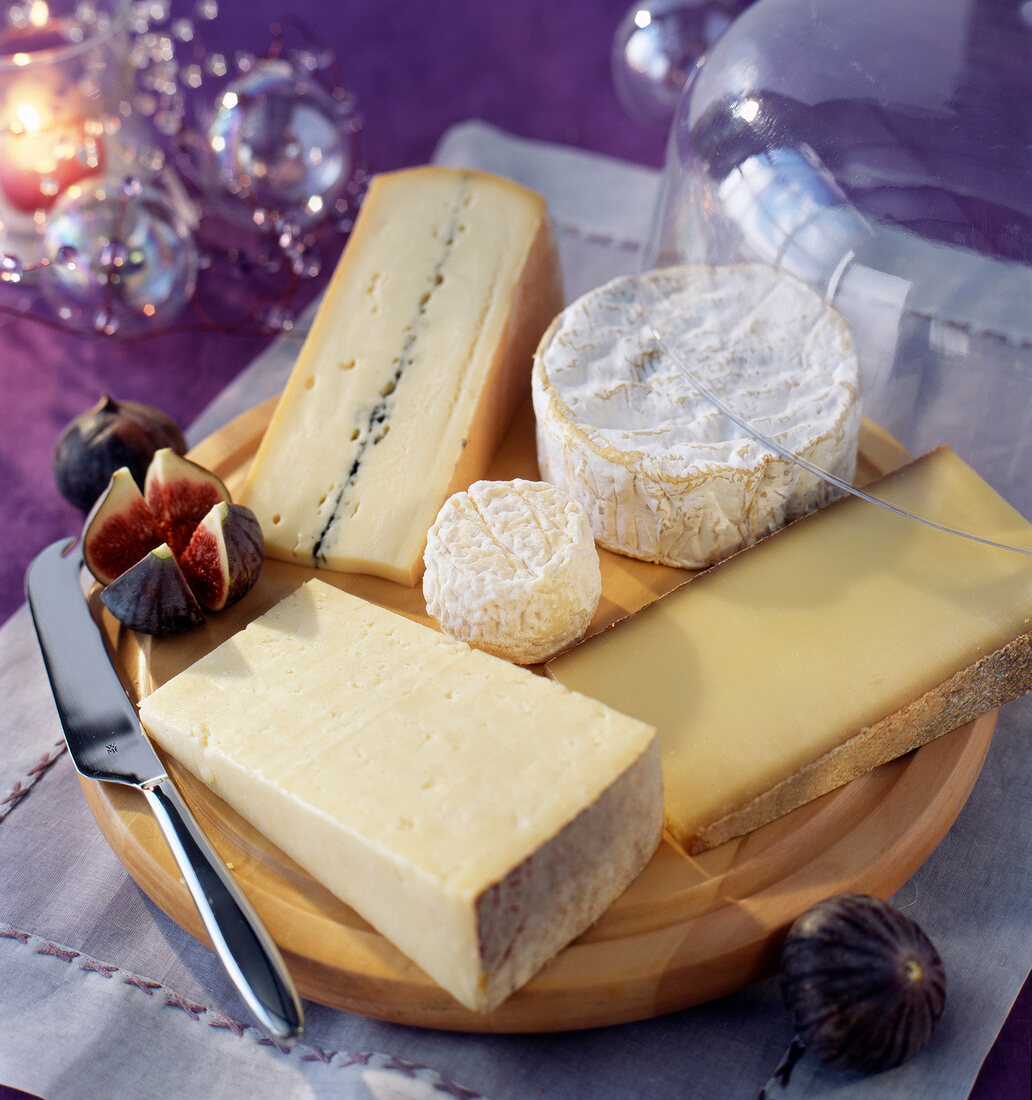 Cheeseboard with selection of cheeses