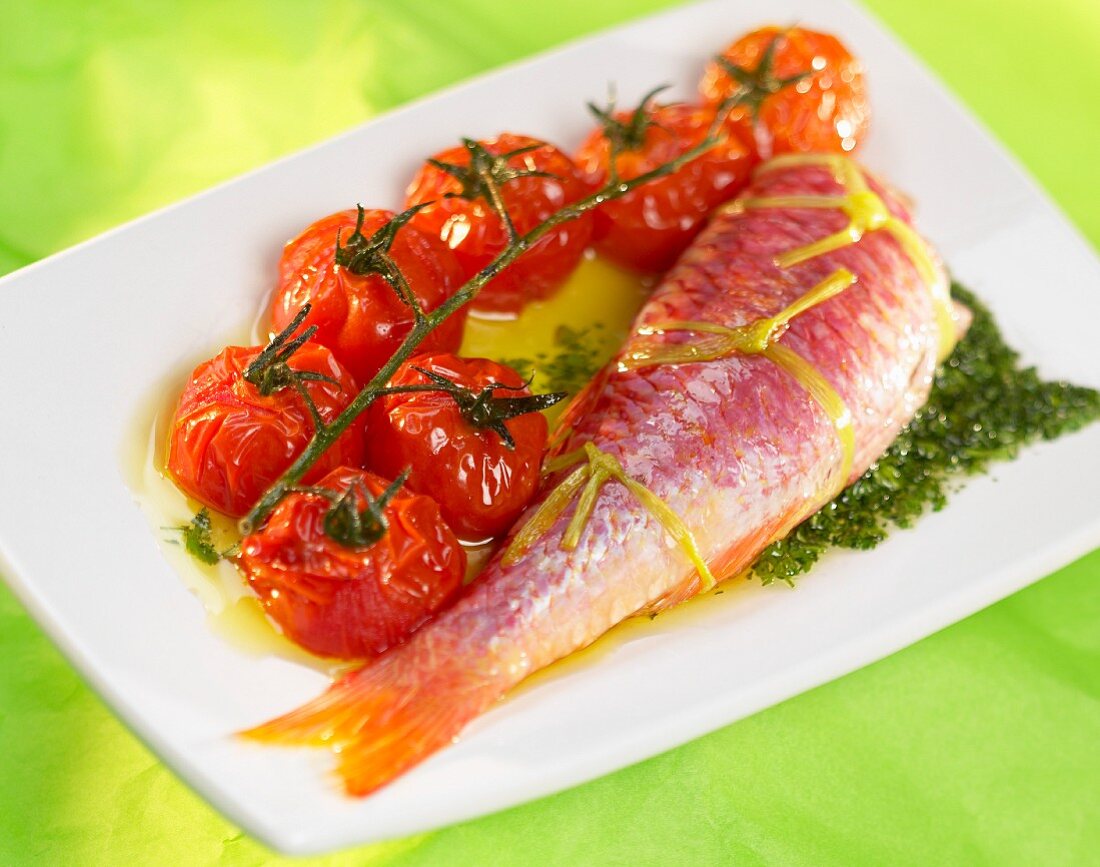 red mullet with cherry tomatoes