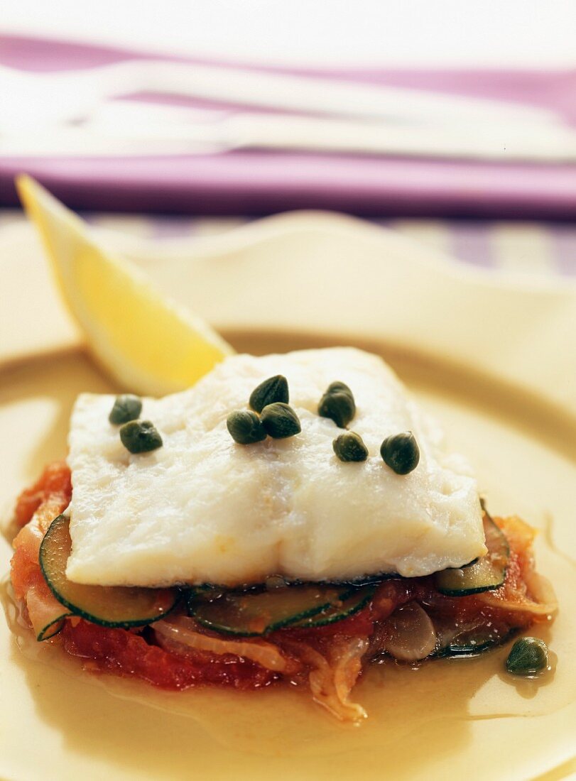 Stockfisch mit mediterranem Gemüse