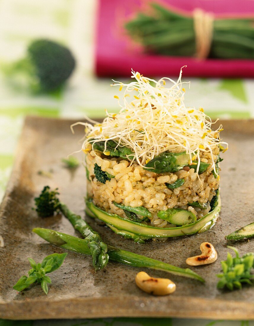 Brown rice and vegetable timbale